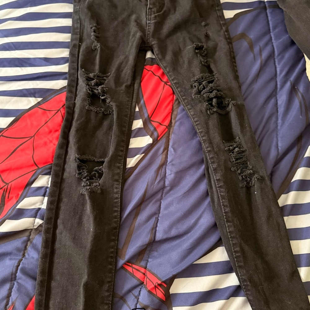 Black Distressed Skinny Jeans